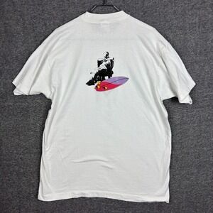 Vintage 90s BHAB Surf Skate Shirt XL Single Stitch USA Made White Graphic Tee